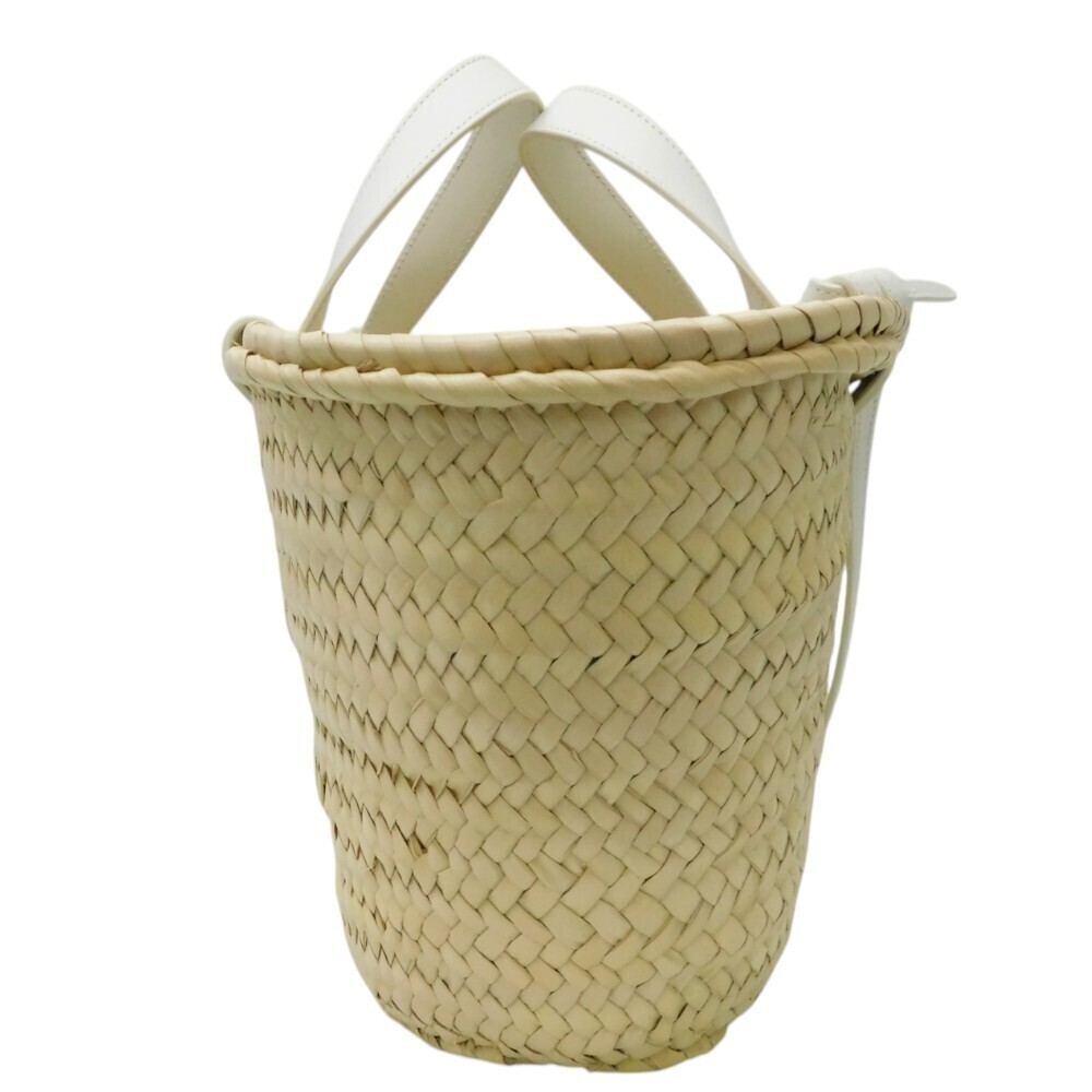CELINE Triomphe Teen Classic Panier Basket White Raffia Palm Leaf Shoulder Bag - Picture 3 of 7